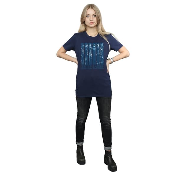 DC Comics Womens/Ladies Justice League Movie Double Indigo Cotton Boyfriend T-Shirt