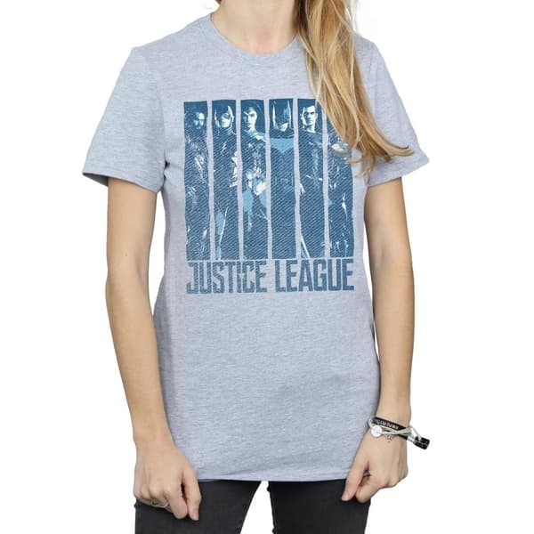 DC Comics Womens/Ladies Justice League Movie Double Indigo Cotton Boyfriend T-Shirt
