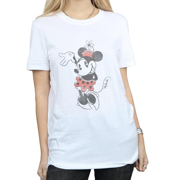 Disney Womens/Ladies Minnie Mouse Waving Cotton Boyfriend T-Shirt