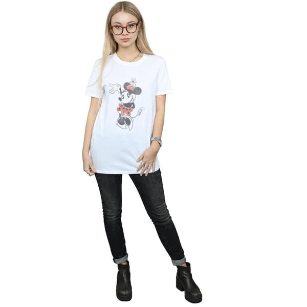 Disney Womens/Ladies Minnie Mouse Waving Cotton Boyfriend T-Shirt