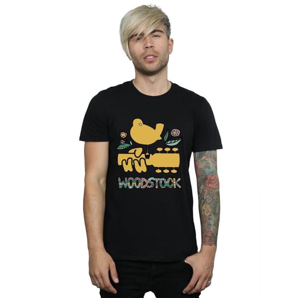 Woodstock T-shirt med aztekmönster och fågel för herrar