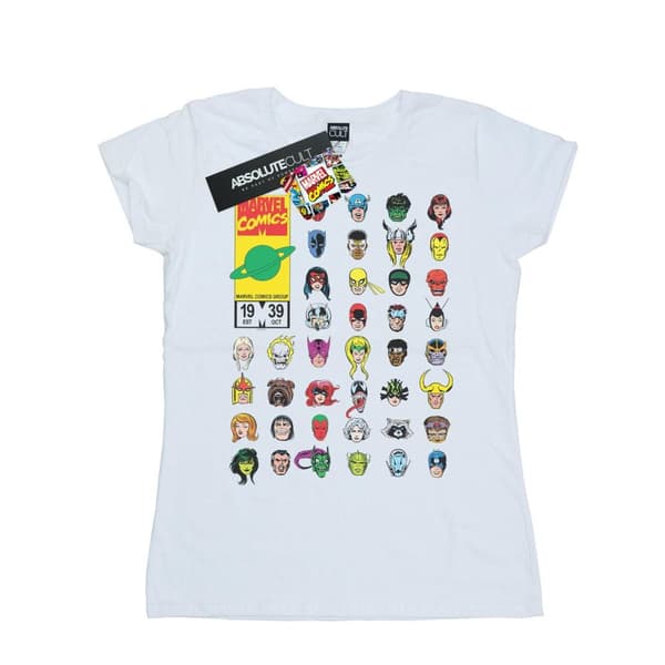 Marvel Womens/Ladies Marvel Comics Heads Cover Cotton T-Shirt