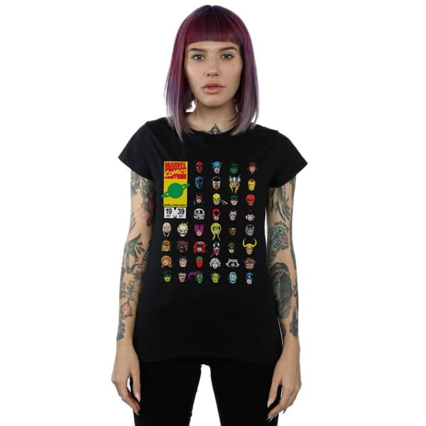 Marvel Womens/Ladies Marvel Comics Heads Cover Cotton T-Shirt