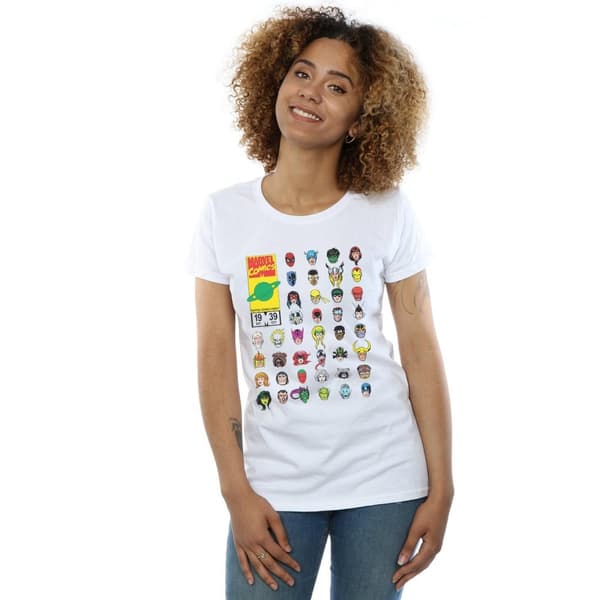 Marvel Womens/Ladies Marvel Comics Heads Cover Cotton T-Shirt