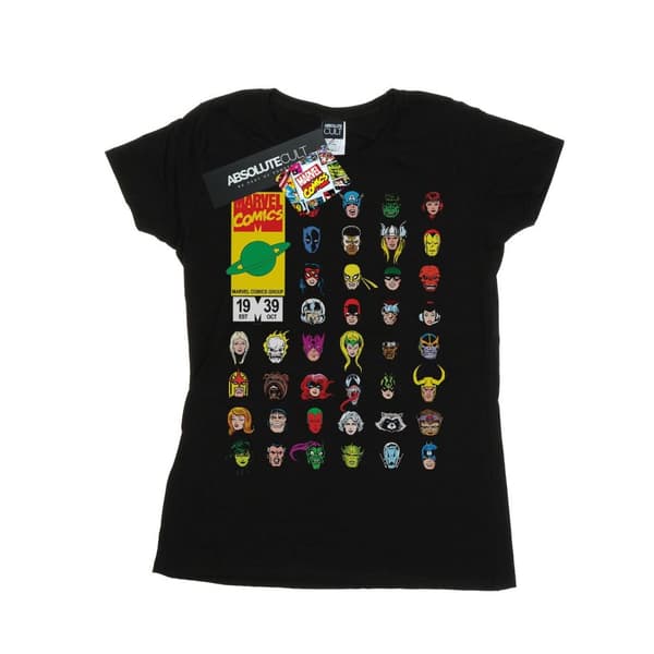 Marvel Womens/Ladies Marvel Comics Heads Cover Cotton T-Shirt