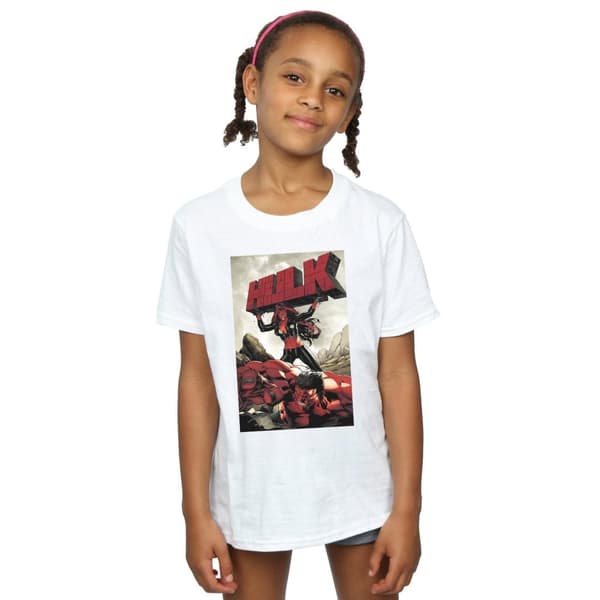 Marvel Röd T-shirt i bomull med Hulk-överdrag för flickor