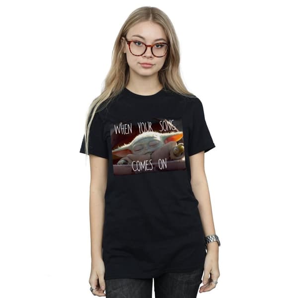 Star Wars Womens/Ladies The Mandalorian The Child Song Meme Cotton Boyfriend T-Shirt