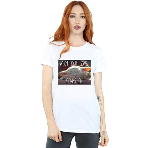 Star Wars Womens/Ladies The Mandalorian The Child Song Meme Cotton Boyfriend T-Shirt