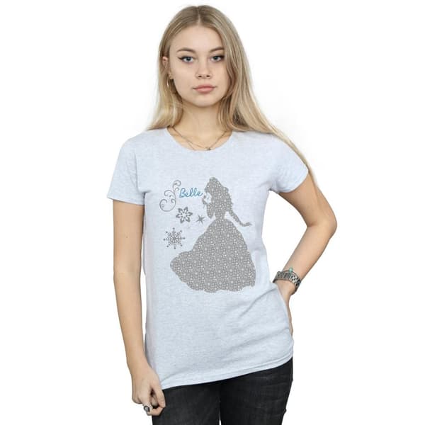 Disney Princess Womens/Ladies Belle Christmas Silhouette Cotton T-Shirt