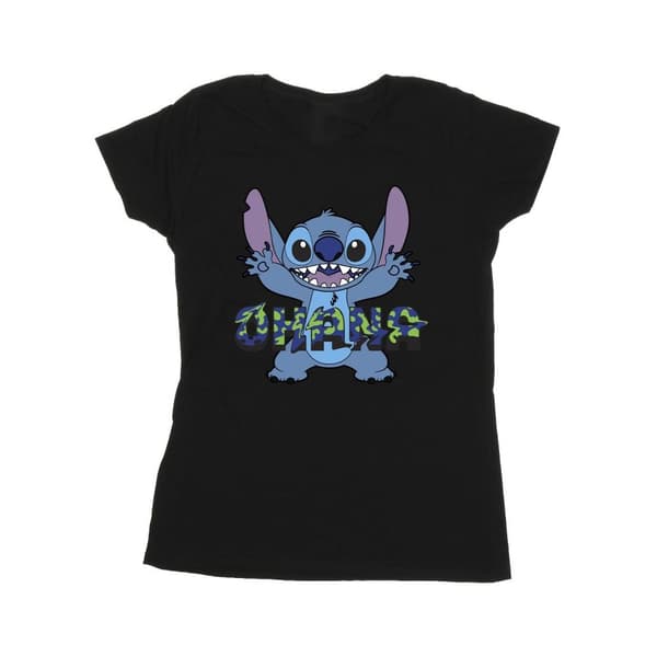 Disney Dam/Tjej Lilo And Stitch Ohana Blå Glitch Bomulls-T-shirt
