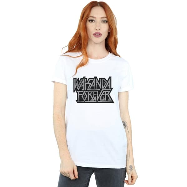 Marvel Womens/Ladies Wakanda Forever Logo Cotton Boyfriend T-Shirt