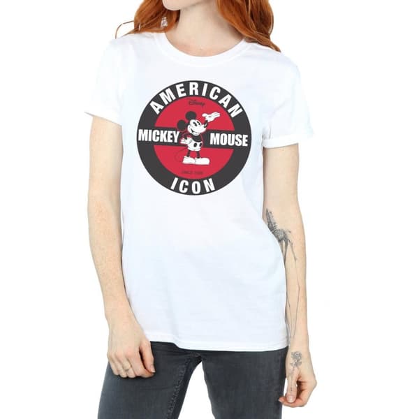 Disney Womens/Ladies Mickey Mouse American Icon Cotton Boyfriend T-Shirt