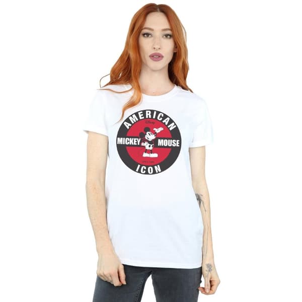 Disney Womens/Ladies Mickey Mouse American Icon Cotton Boyfriend T-Shirt