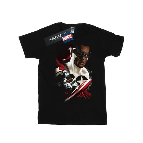 Marvel T-shirt i bomull med porträtt av Captain America Sam Wilson för flickor