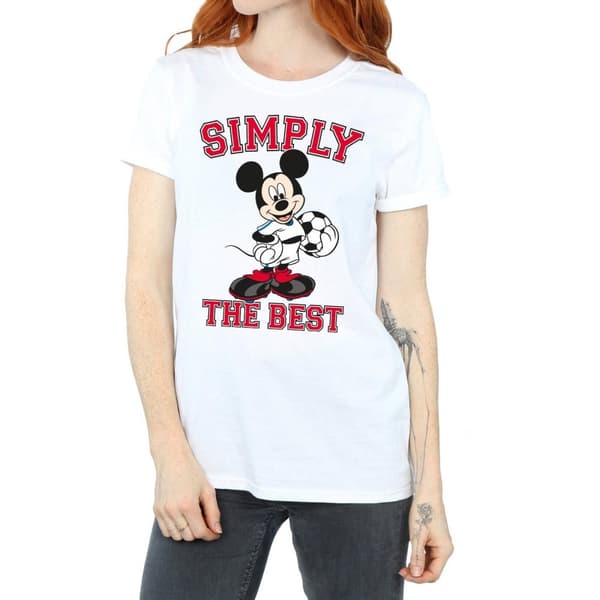 Disney Womens/Ladies Mickey Mouse Simply The Best Cotton Boyfriend T-Shirt