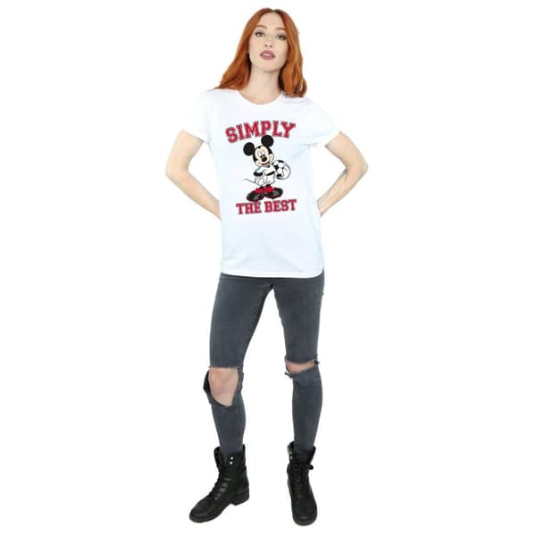 Disney Womens/Ladies Mickey Mouse Simply The Best Cotton Boyfriend T-Shirt