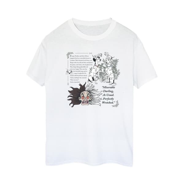 Disney Womens/Ladies 101 Dalmatians Miserable Darling Cotton Boyfriend T-Shirt White XL