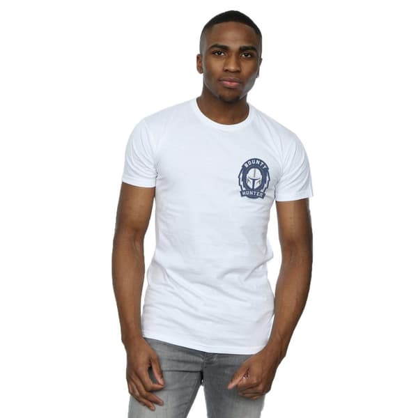 Star Wars Mens The Mandalorian Bounty Hunter Badge Breast Print T-Shirt
