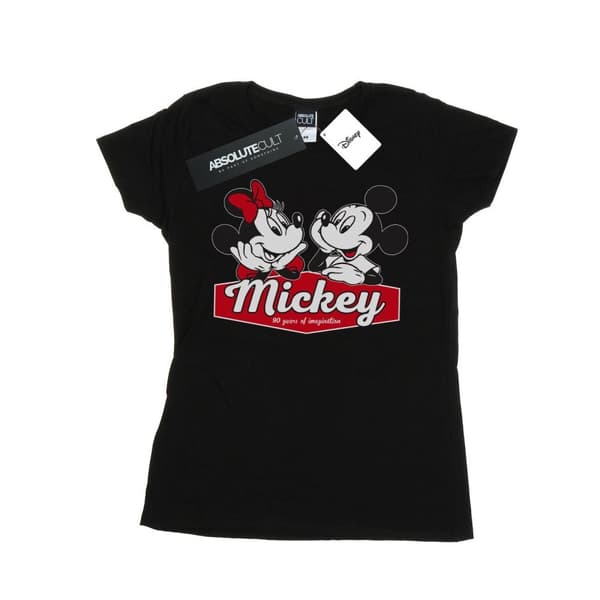 Disney Womens/Ladies Mickie And Minnie 90 Years Cotton T-Shirt Black M