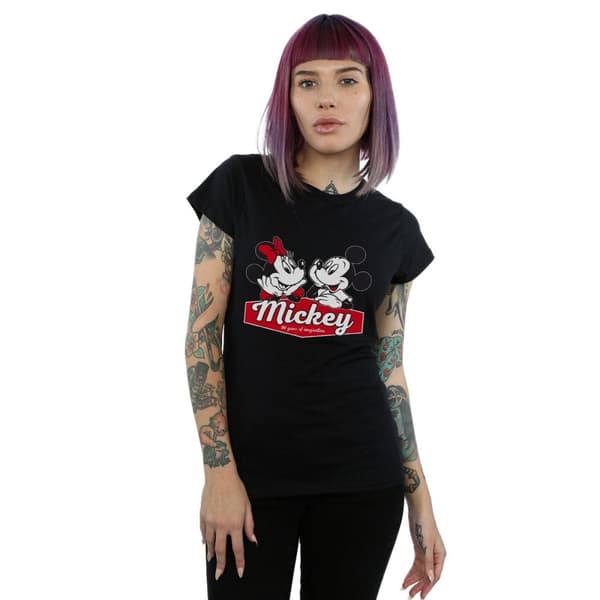 Disney Womens/Ladies Mickie And Minnie 90 Years Cotton T-Shirt
