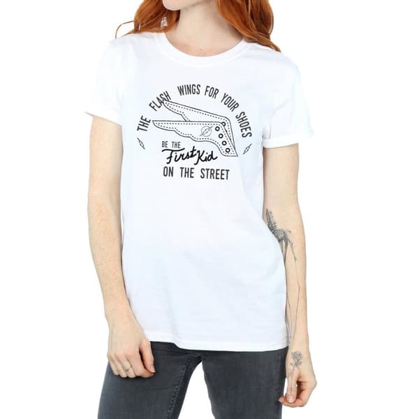 DC Comics Dam/Tjej Flash Shoes Boyfriend T-shirt i bomull