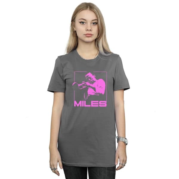 Miles Davis Womens/Ladies Pink Square Cotton Boyfriend T-Shirt