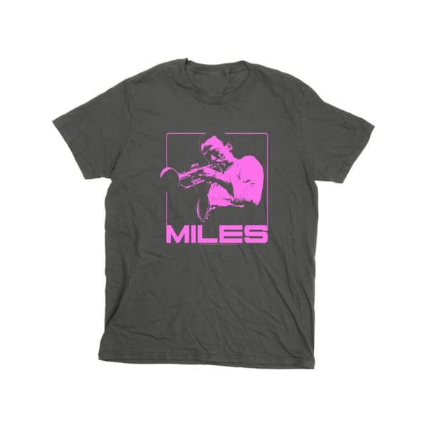 Miles Davis Womens/Ladies Pink Square Cotton Boyfriend T-Shirt Charcoal M