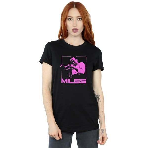 Miles Davis Womens/Ladies Pink Square Cotton Boyfriend T-Shirt