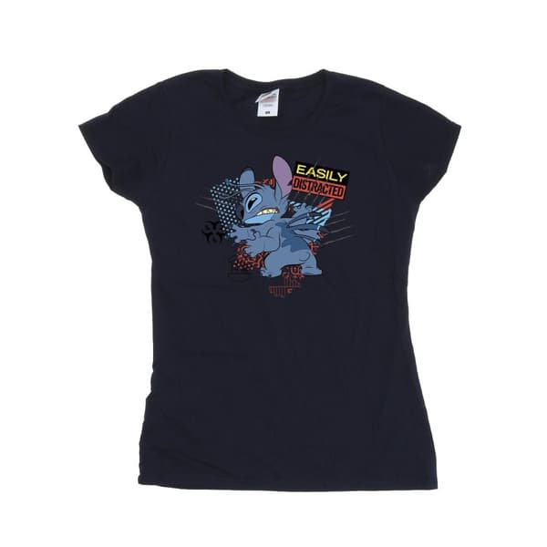 Disney Womens/Ladies Lilo And Stitch Easily Distracted Cotton T-Shirt