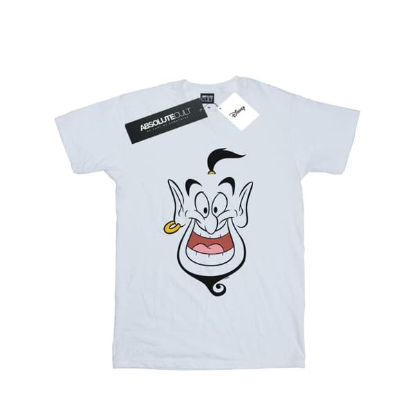 Disney Dam/Lady Aladdin Genie Face Boyfriend T-shirt i bomull White M
