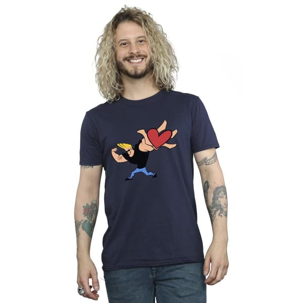 Johnny Bravo Mens Heart Present T-Shirt