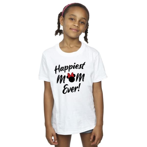 Disney Girls Minnie Mouse Happiest Mom Ever Cotton T-Shirt