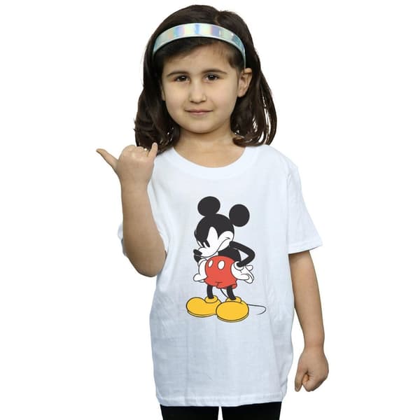 Disney Girls Mickey Mouse Angry Look Down Cotton T-Shirt