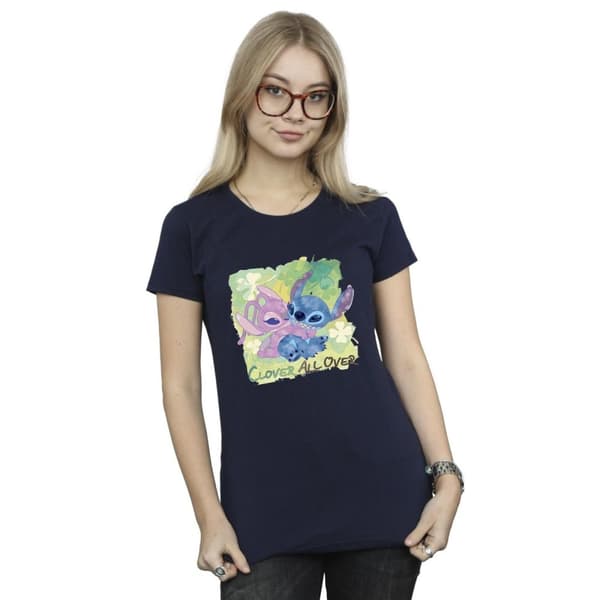 Disney Womens/Ladies Lilo And Stitch St Patrick´s Day Clover Cotton T-Shirt