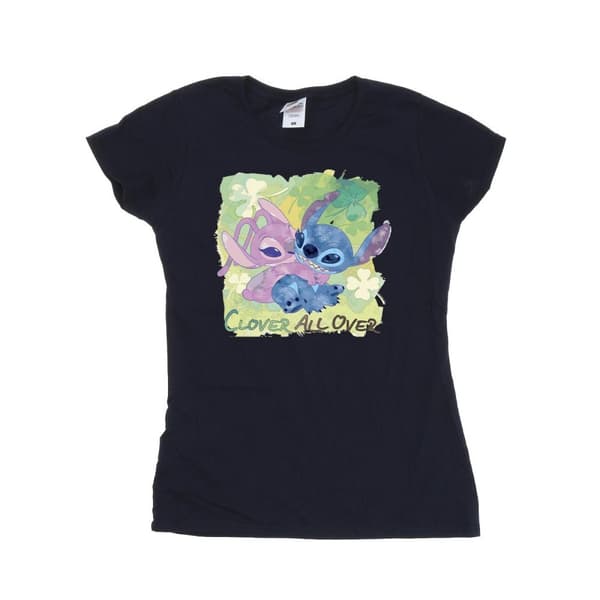 Disney Womens/Ladies Lilo And Stitch St Patrick´s Day Clover Cotton T-Shirt