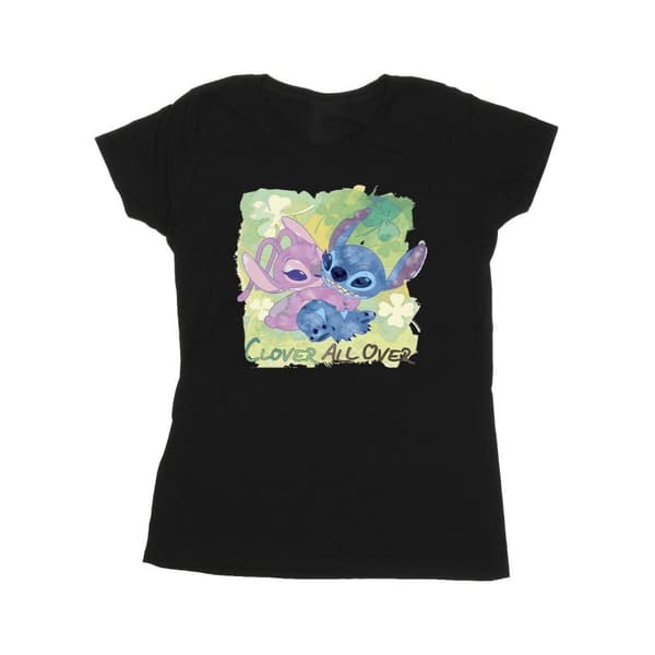 Disney Womens/Ladies Lilo And Stitch St Patrick´s Day Clover Cotton T-Shirt