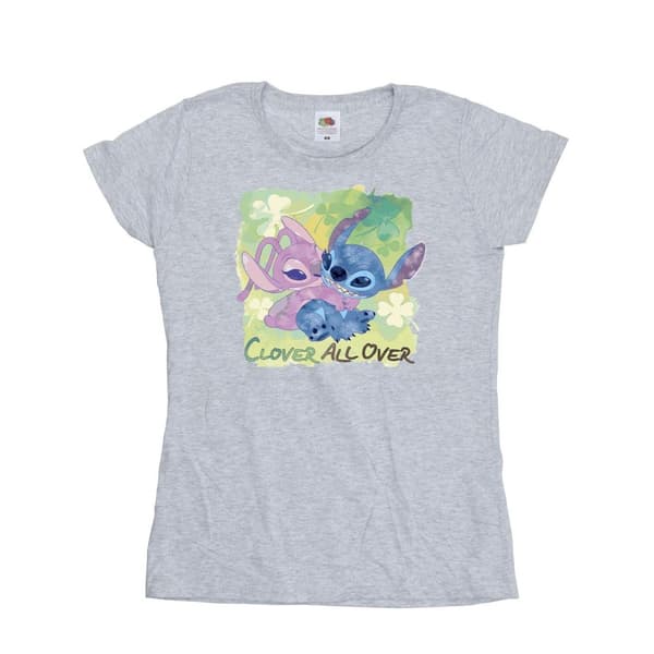Disney Womens/Ladies Lilo And Stitch St Patrick´s Day Clover Cotton T-Shirt