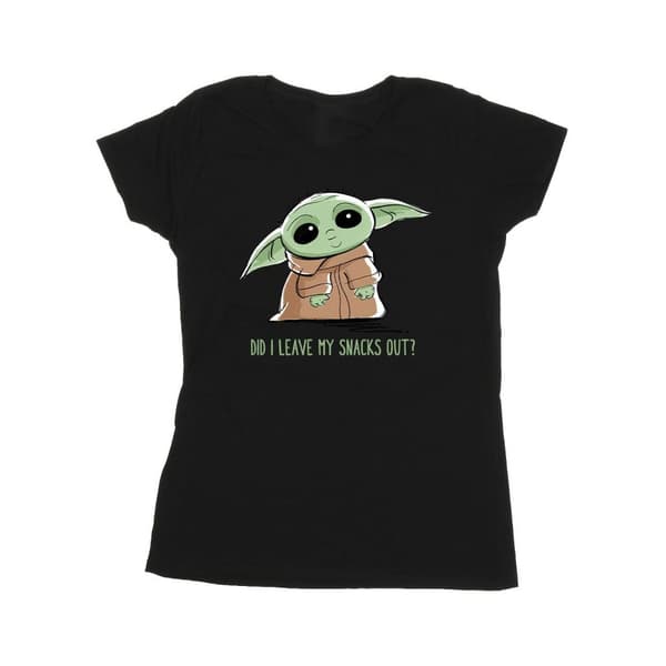 Star Wars Womens/Ladies The Mandalorian Grogu Snacks Meme Cotton T-Shirt