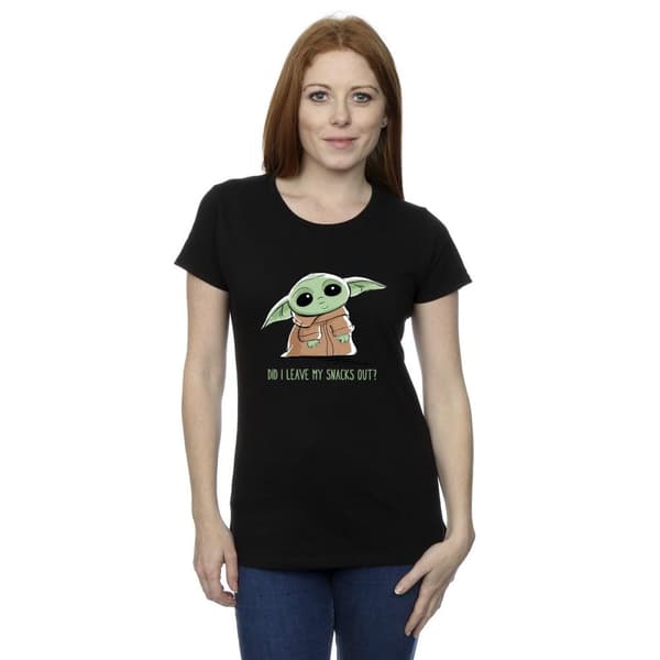 Star Wars Womens/Ladies The Mandalorian Grogu Snacks Meme Cotton T-Shirt