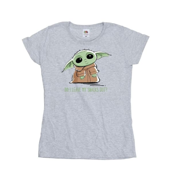 Star Wars Womens/Ladies The Mandalorian Grogu Snacks Meme Cotton T-Shirt