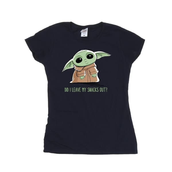 Star Wars Womens/Ladies The Mandalorian Grogu Snacks Meme Cotton T-Shirt