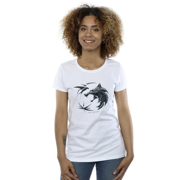 Netflix Womens/Ladies The Witcher Wolf Logo Cotton T-Shirt