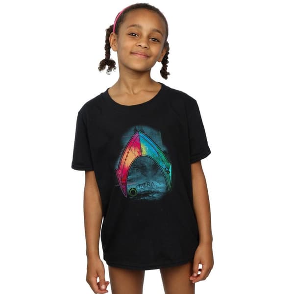 DC Comics T-shirt i bomull med Aquaman Mera-logga för flickor