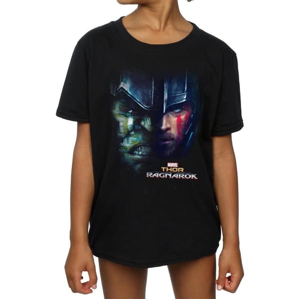Marvel Thor Ragnarok Hulk T-shirt i bomull med delat ansikte för flickor