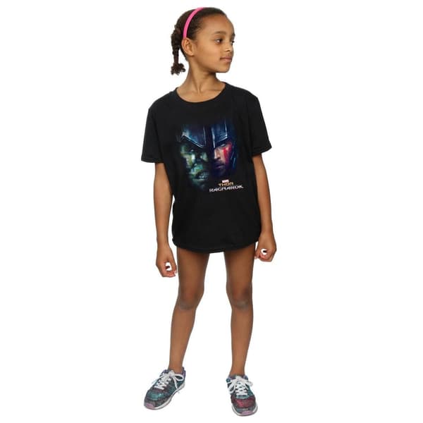 Marvel Thor Ragnarok Hulk T-shirt i bomull med delat ansikte för flickor