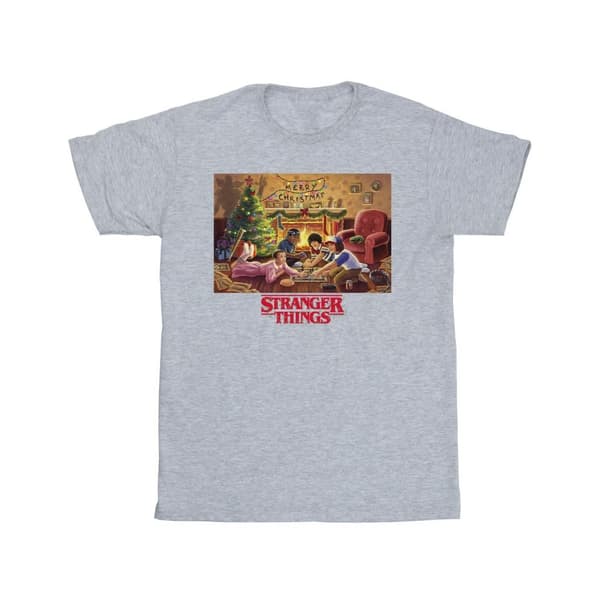 Netflix Stranger Things Christmas Gathering T-shirt i bomull för flickor