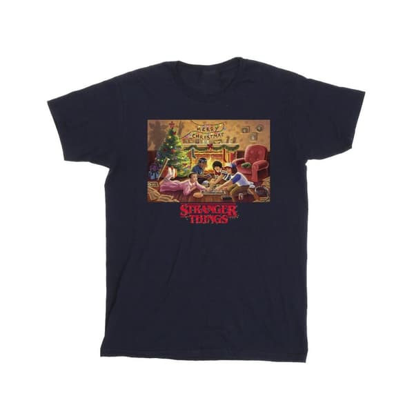 Netflix Stranger Things Christmas Gathering T-shirt i bomull för flickor