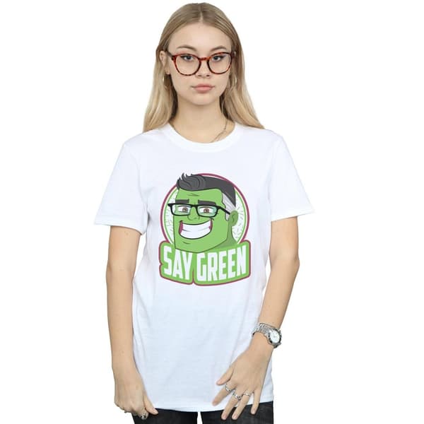 Marvel Womens/Ladies Avengers Endgame Hulk Say Green Cotton Boyfriend T-Shirt
