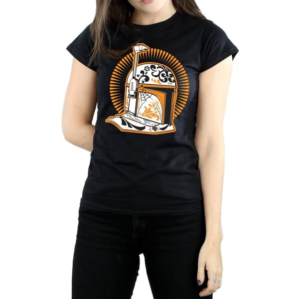 Star Wars Dam/Tjej Boba Fett Dia De Los Muertos T-shirt i bomull