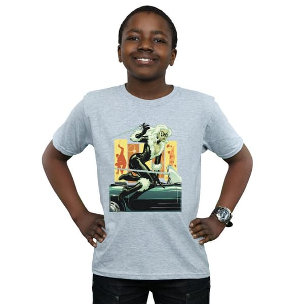 Marvel Boys Black Cat Car T-Shirt